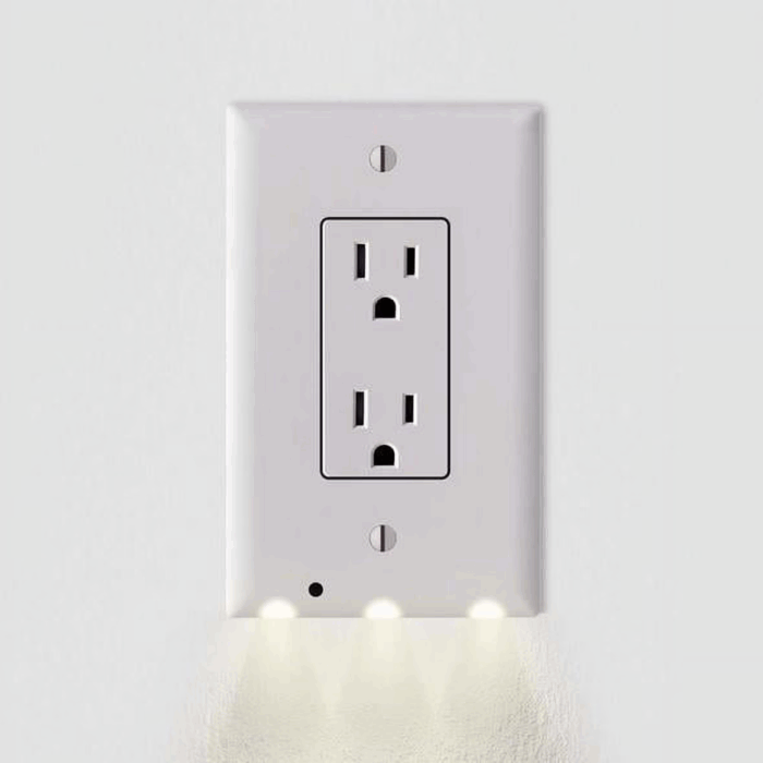 Outlet Wall Plate With Night Lights-No Batteries or Wires