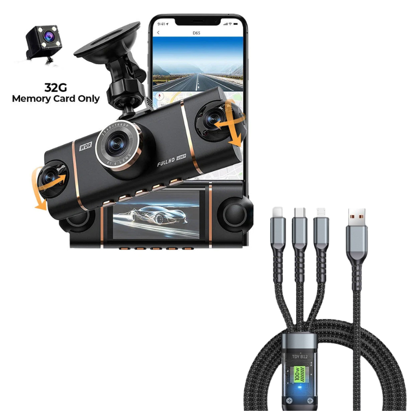 🏆50% Off!🚗4-Channel HD Dashcam with Front Interior Rear Recording🎥