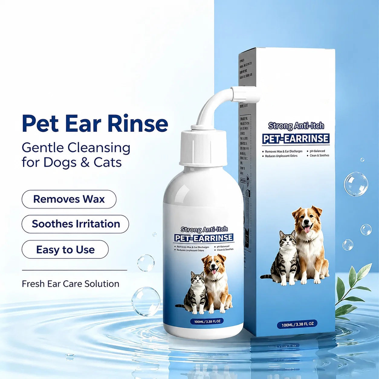 Gentle Pet Ear Wash | Odor-Free Cleaning for Dogs & Cats🐾