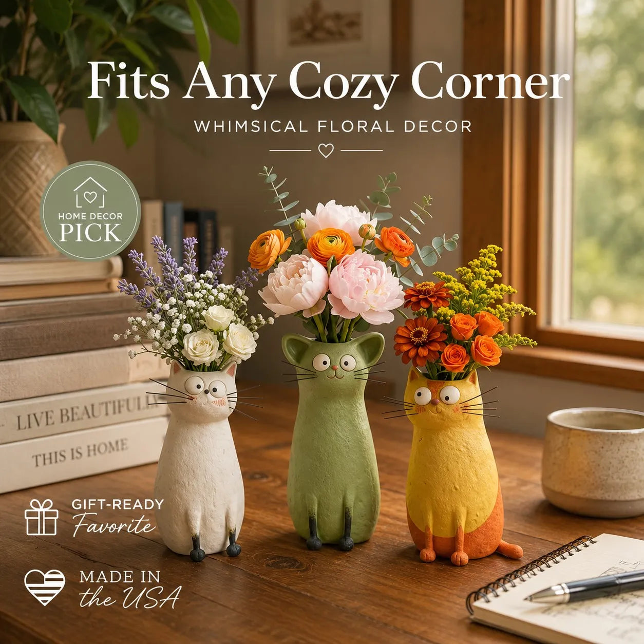 😻LAST DAY49% OFF -🔥 Handcrafted Quirky Cat Vase
