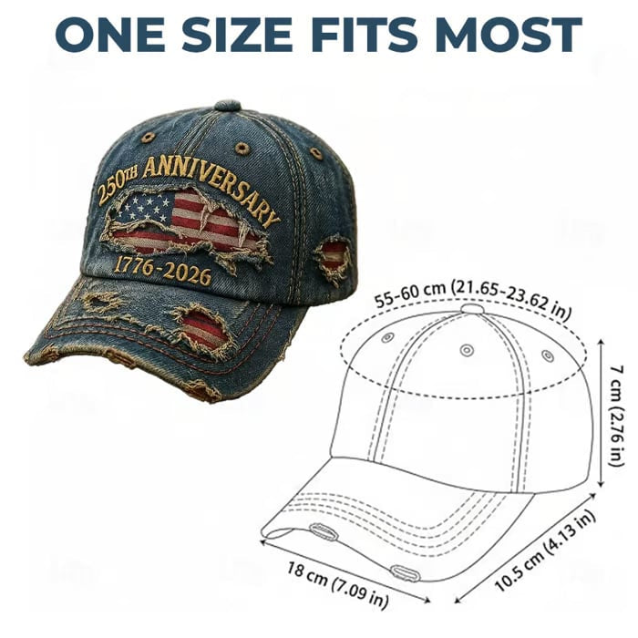 Handmade US 250th Anniversary Casual Embroidered Hat