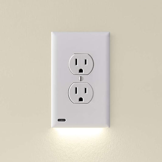 Outlet Wall Plate With Night Lights-No Batteries or Wires