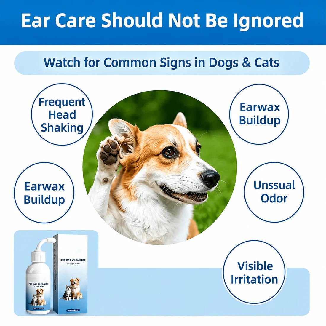 Gentle Pet Ear Wash | Odor-Free Cleaning for Dogs & Cats🐾