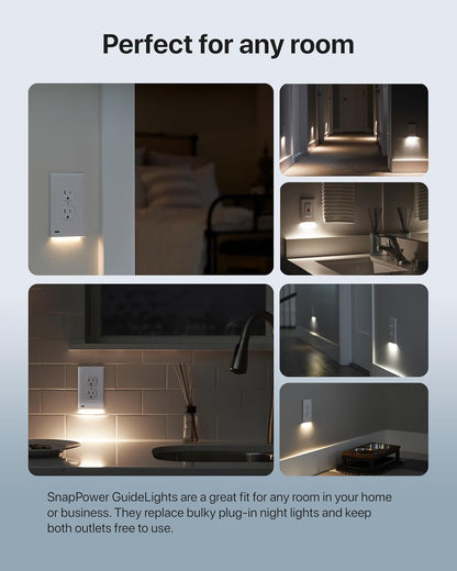Outlet Wall Plate With Night Lights-No Batteries or Wires