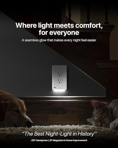 Outlet Wall Plate With Night Lights-No Batteries or Wires