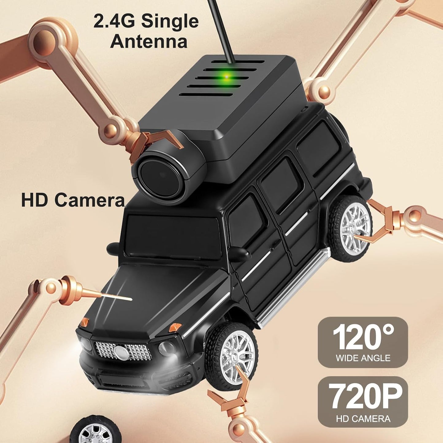 1:64 FPV RC Drift Car, 720P WiFi APP HD Zero‑lag Camera Smooth on Carpets/Tiles. APP Photo/Video/VR for Hobbyists