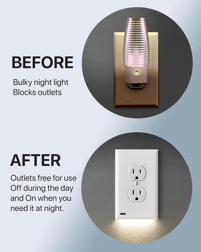 Outlet Wall Plate With Night Lights-No Batteries or Wires