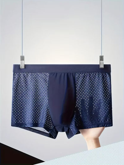 10pcs Men's Ice Silky Fiber Fabric Mesh Breathable Comfortable Stretchy Boxing Briefs