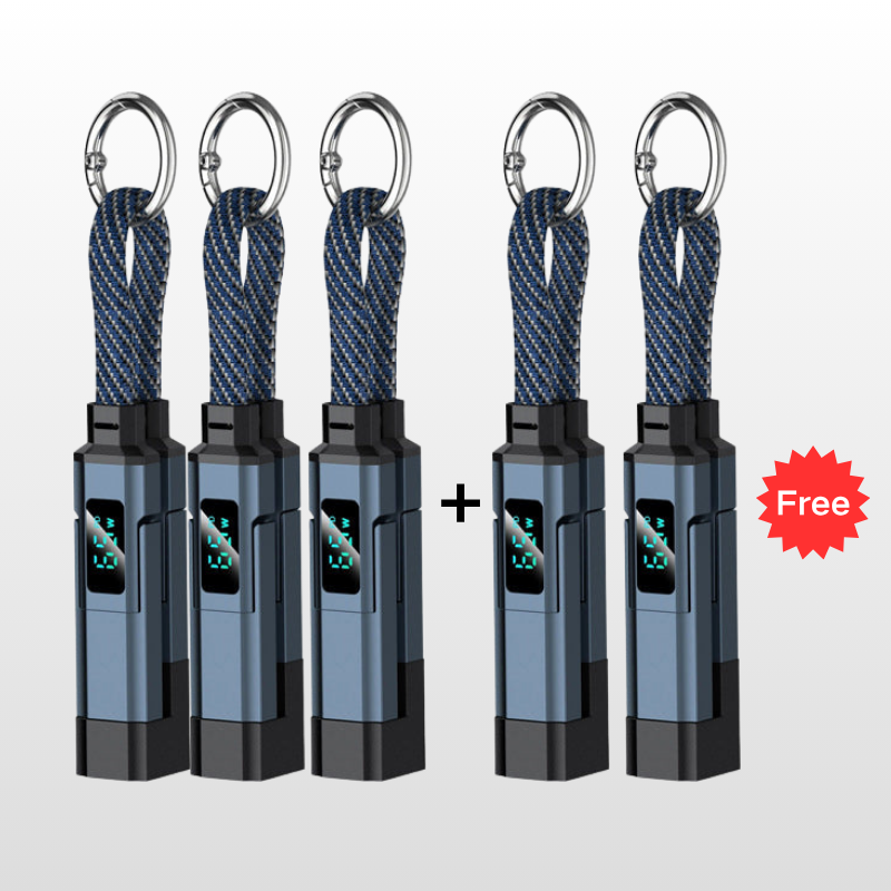 🔥HOT SALE 50% OFF🔥4-in-1 Digital Display Keychain Charging Cable