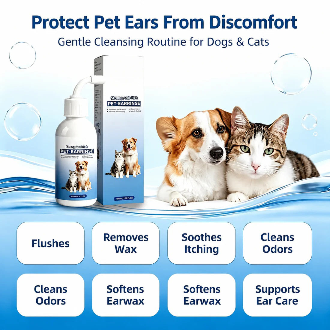 Gentle Pet Ear Wash | Odor-Free Cleaning for Dogs & Cats🐾