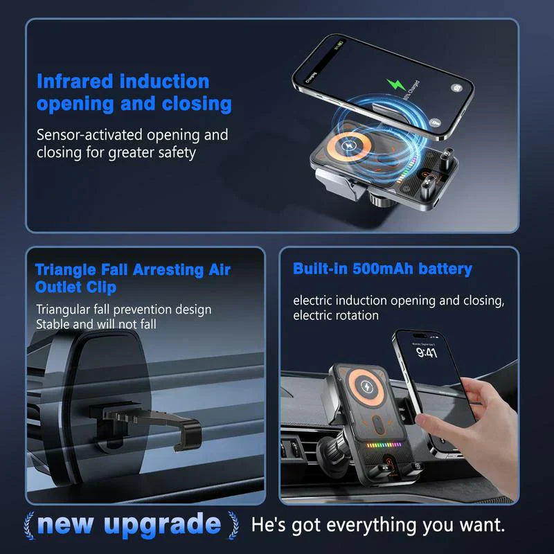 🔥HOT SALE 50% OFF🎁⚡Over 50K Sold! 📱Smart 2-in-1 Car Rotating Mobile Phone Holder & Wireless Charger⚡