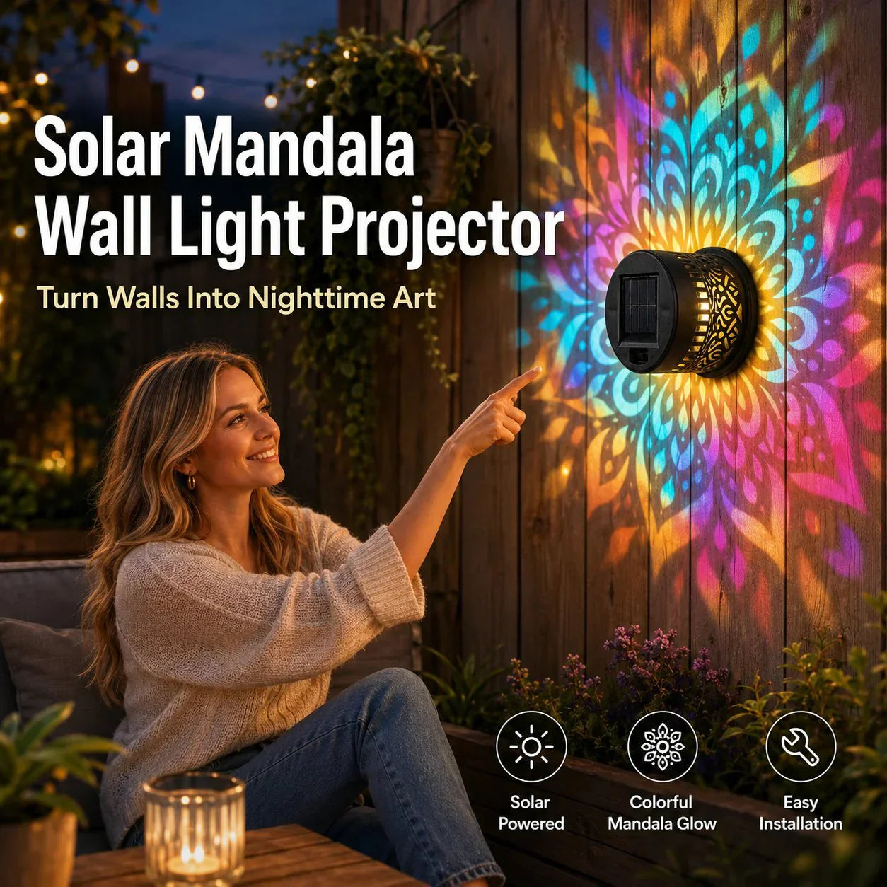 💓💓Surprise Price: Only $8.99!!🔥Solar-Powered Mandala Projector Light🎁🏠