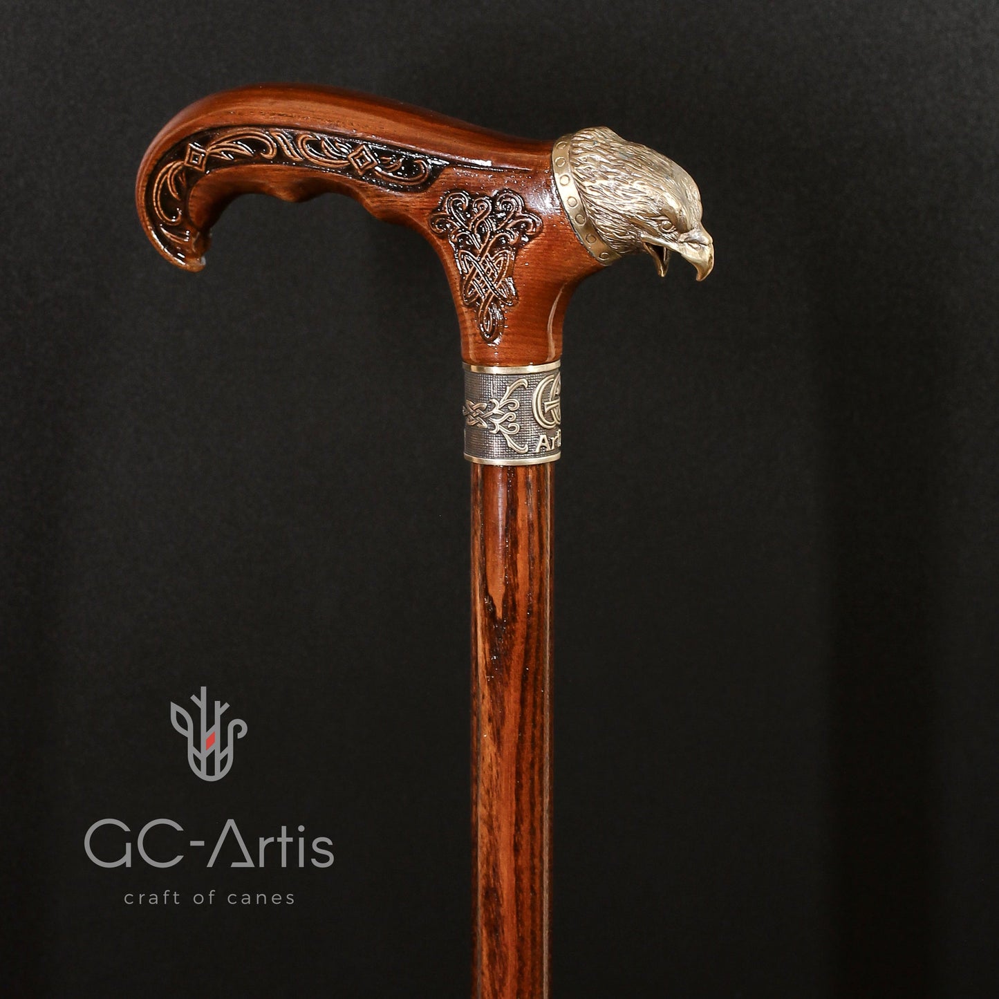 Eagle Head – Bronze & Wood Walking Cane