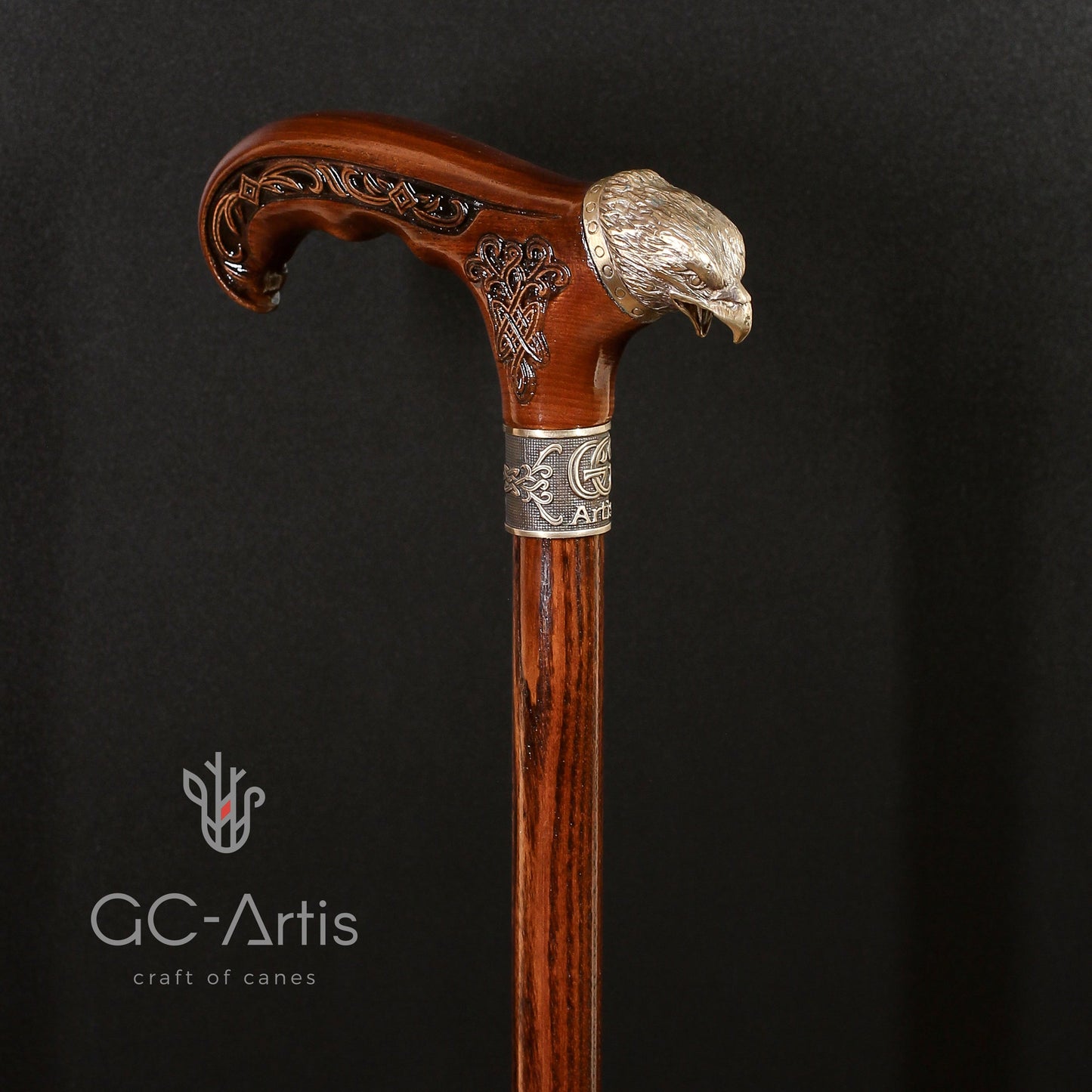 Eagle Head – Bronze & Wood Walking Cane