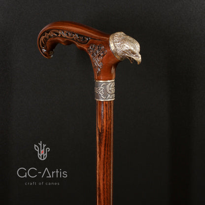 Eagle Head – Bronze & Wood Walking Cane