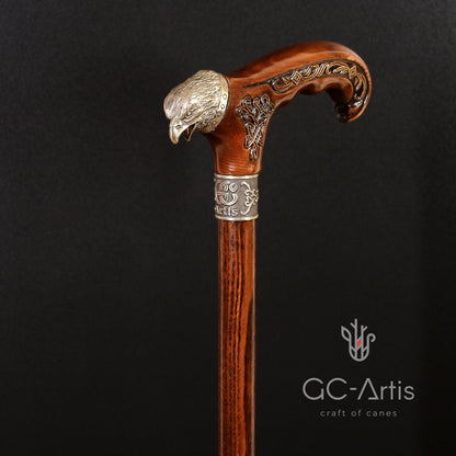 Eagle Head – Bronze & Wood Walking Cane