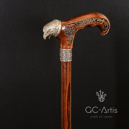 Eagle Head – Bronze & Wood Walking Cane