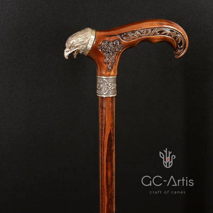 Eagle Head – Bronze & Wood Walking Cane