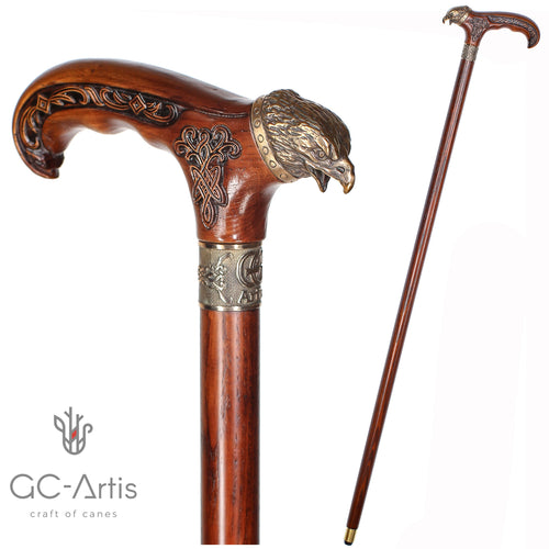 Eagle Head – Bronze & Wood Walking Cane