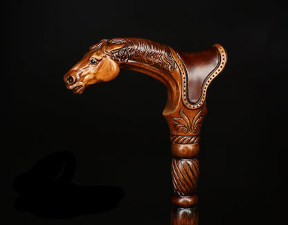 Horse with Saddle – Designer Wooden Walking Cane