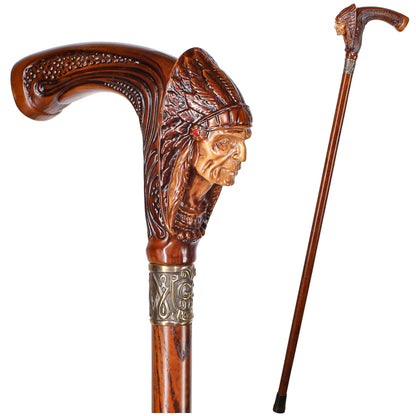 Indian Chief Wooden – Designer Wooden Walking Cane