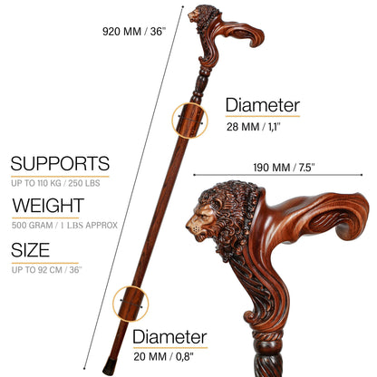 Lion Head – Ergonomic Walking Cane