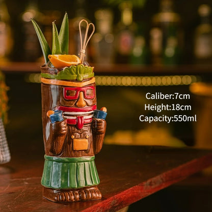 Hawaiian Style Brown Tiki Mug Creative Cocktail Mug Cup