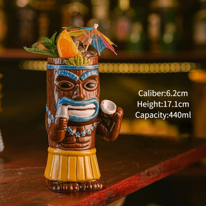 Hawaiian Style Brown Tiki Mug Creative Cocktail Mug Cup