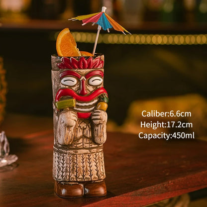 Hawaiian Style Brown Tiki Mug Creative Cocktail Mug Cup