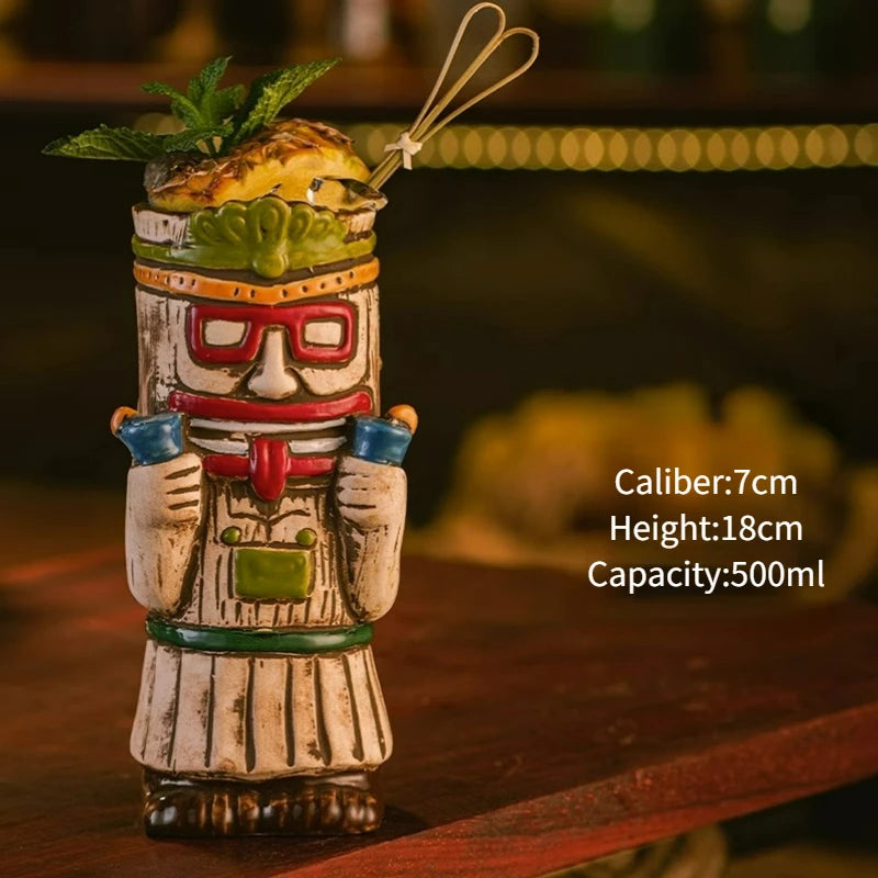 Hawaiian Style Brown Tiki Mug Creative Cocktail Mug Cup