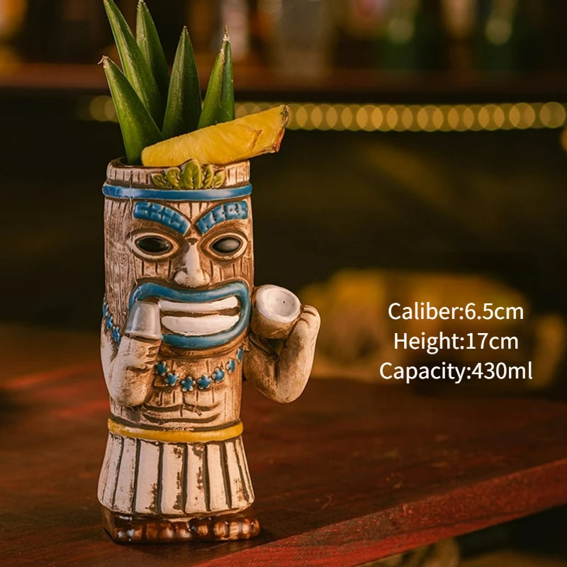 Hawaiian Style Brown Tiki Mug Creative Cocktail Mug Cup