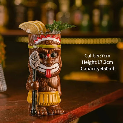 Hawaiian Style Brown Tiki Mug Creative Cocktail Mug Cup