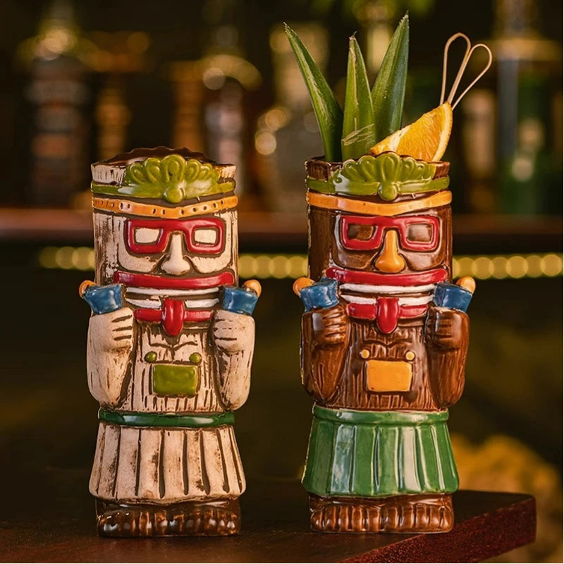 Hawaiian Style Brown Tiki Mug Creative Cocktail Mug Cup