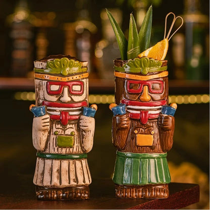 Hawaiian Style Brown Tiki Mug Creative Cocktail Mug Cup