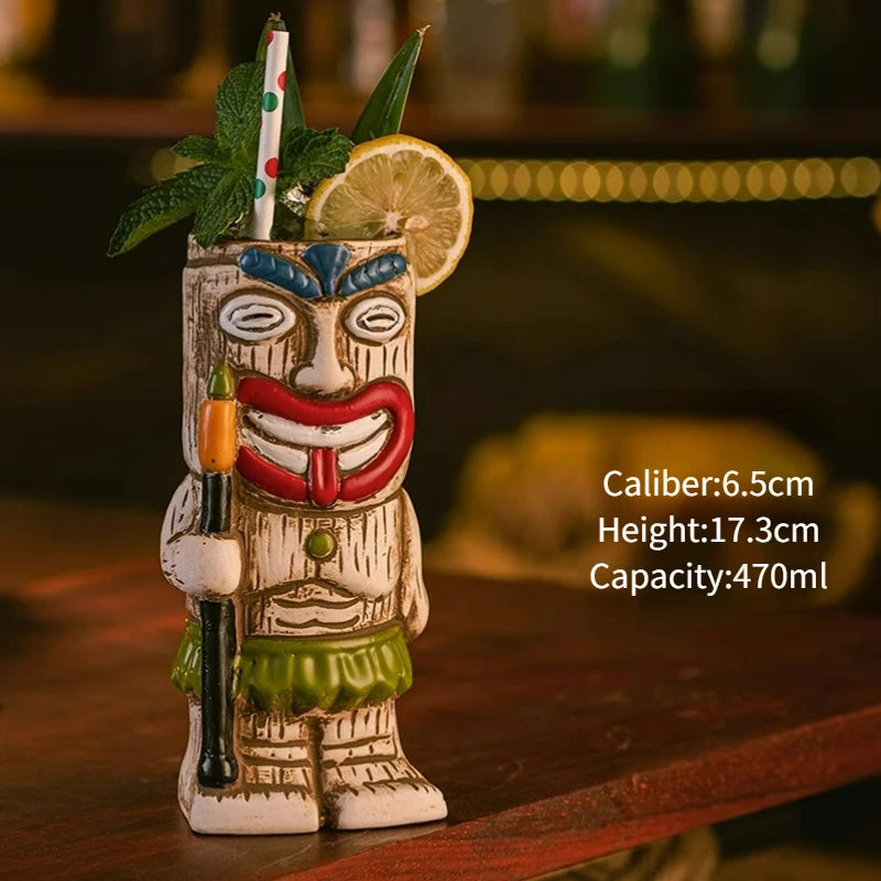 Hawaiian Style Brown Tiki Mug Creative Cocktail Mug Cup