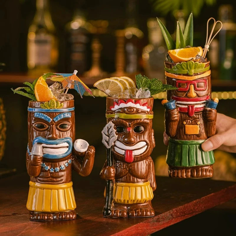 Hawaiian Style Brown Tiki Mug Creative Cocktail Mug Cup