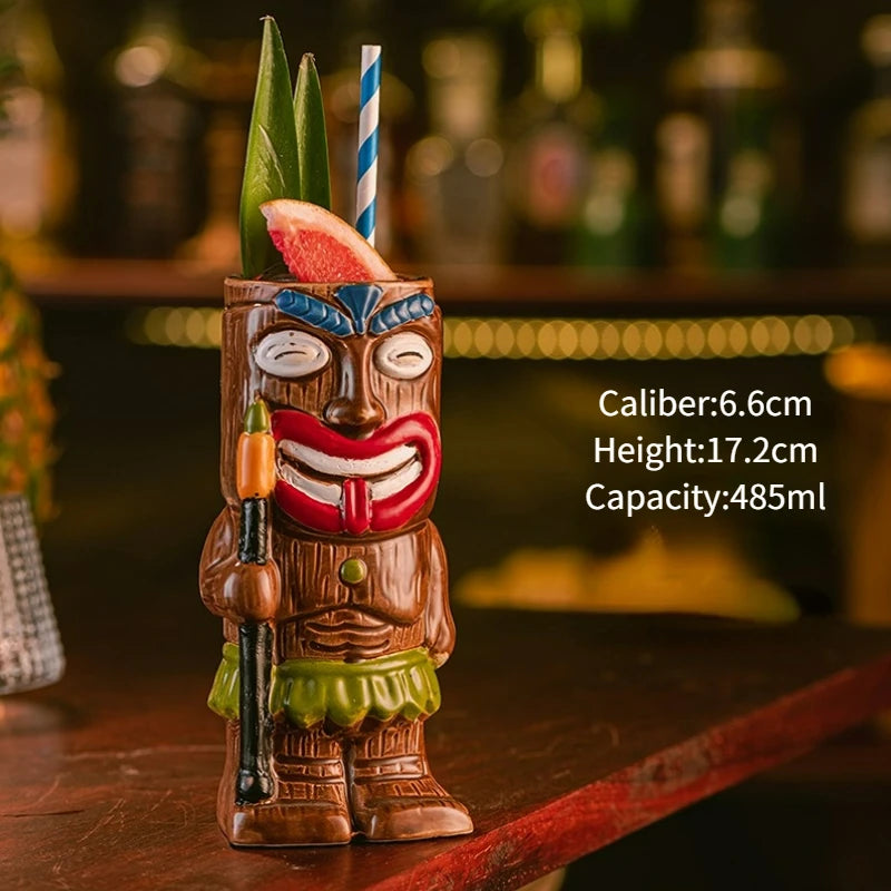 Hawaiian Style Brown Tiki Mug Creative Cocktail Mug Cup