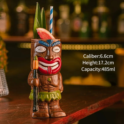 Hawaiian Style Brown Tiki Mug Creative Cocktail Mug Cup