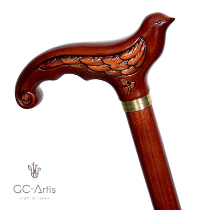 Swallow Dark Brown – Classic Wooden Walking Cane