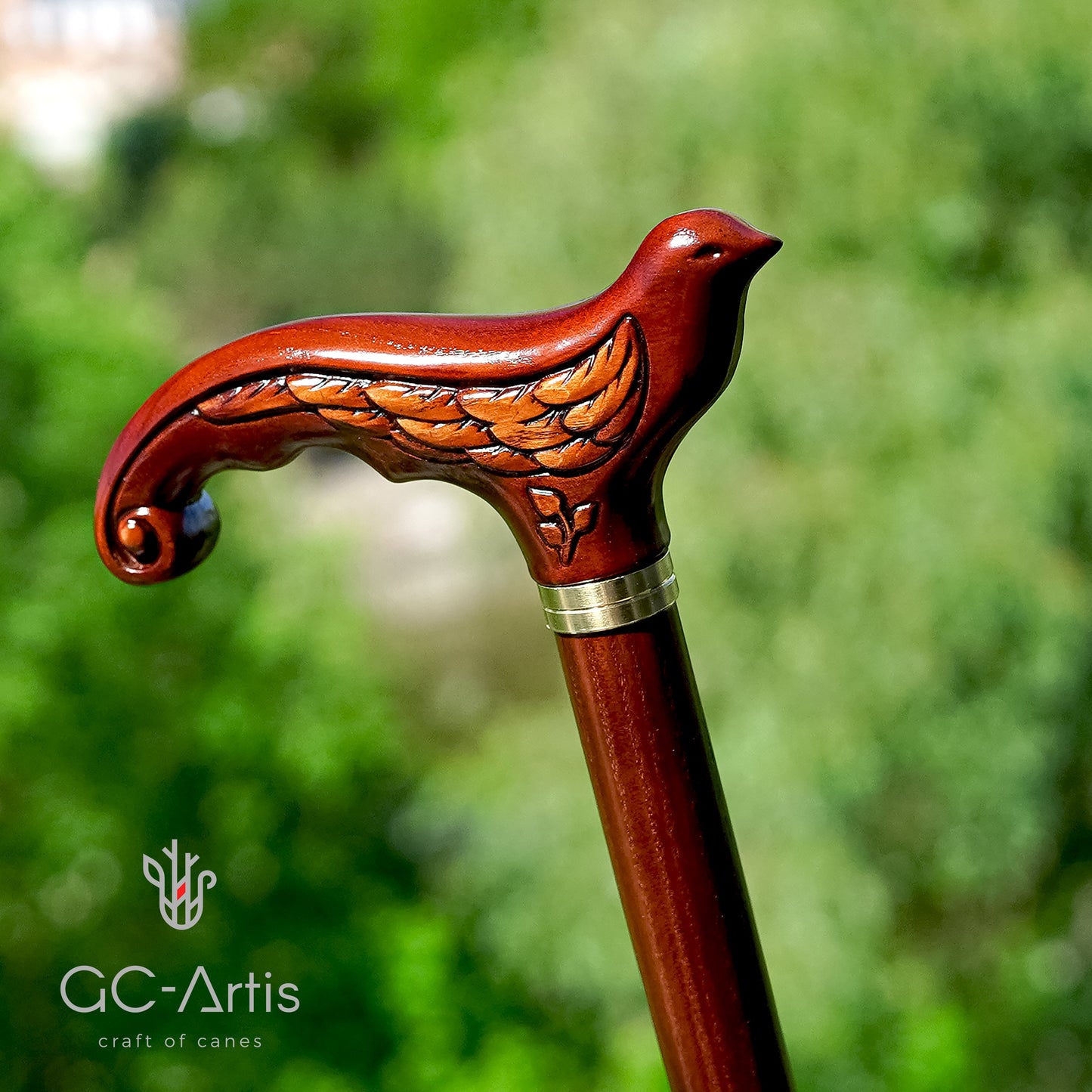 Swallow Dark Brown – Classic Wooden Walking Cane