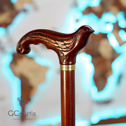 Swallow Dark Brown – Classic Wooden Walking Cane