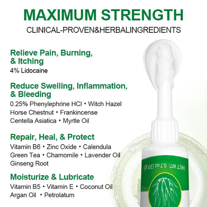 Organic Hemorrhoid Treatment Cream-Gel, Healing & Soothing Relief with Aloe Vera, Relieves Itching, Pain & Swelling