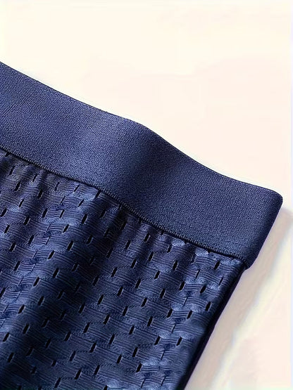 10pcs Men's Ice Silky Fiber Fabric Mesh Breathable Comfortable Stretchy Boxing Briefs