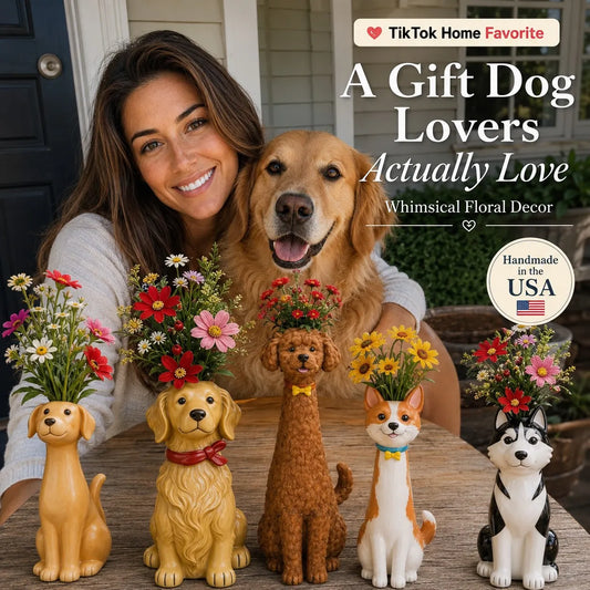 Dog Flower Vase Gift Set
