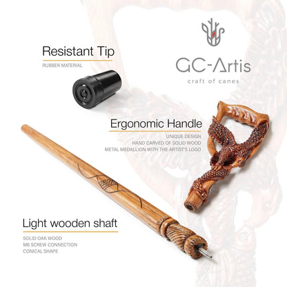 Hunting Eagle Light Wood – Hand-Carved Wooden Walking Cane