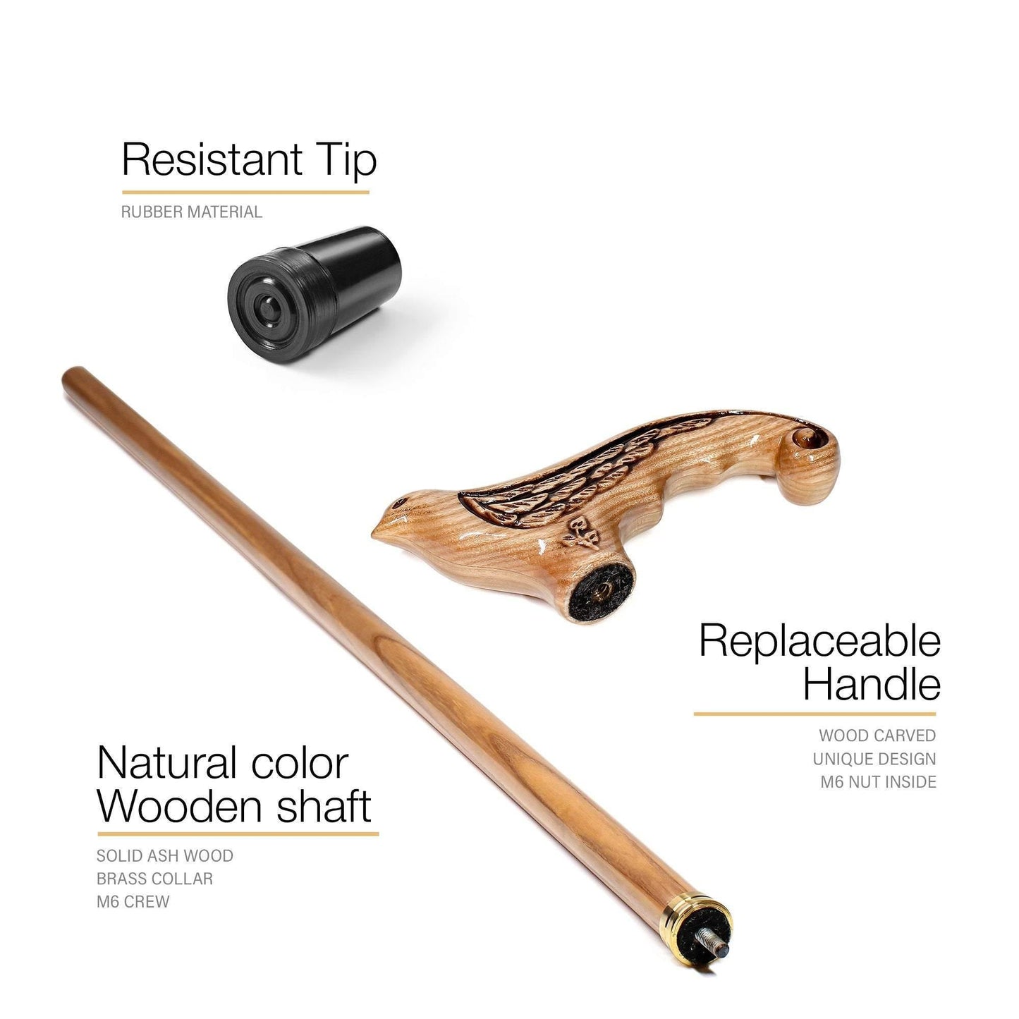 Swallow Light Wood – Classic Wooden Walking Cane