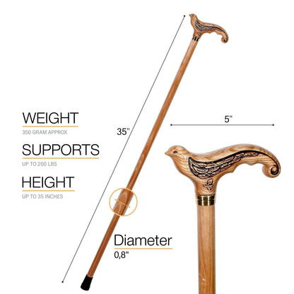 Swallow Light Wood – Classic Wooden Walking Cane