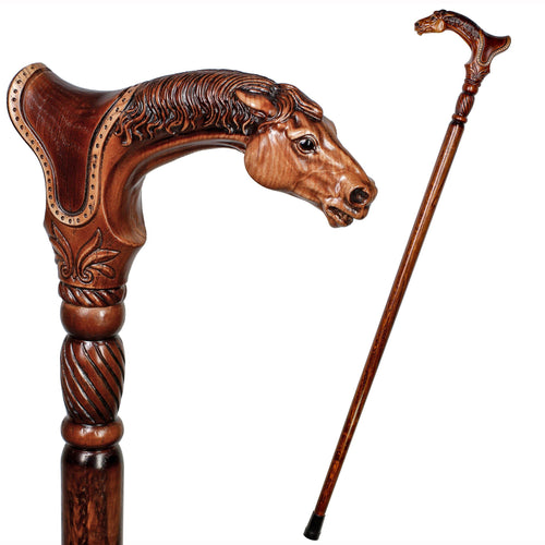 Horse with Saddle – Designer Wooden Walking Cane