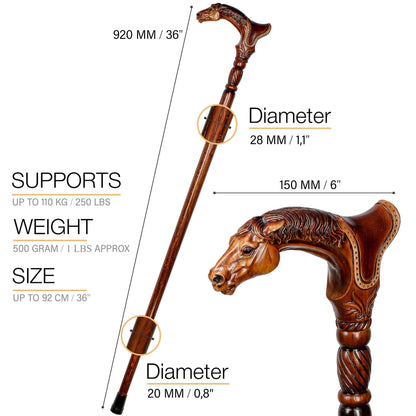Horse with Saddle – Designer Wooden Walking Cane