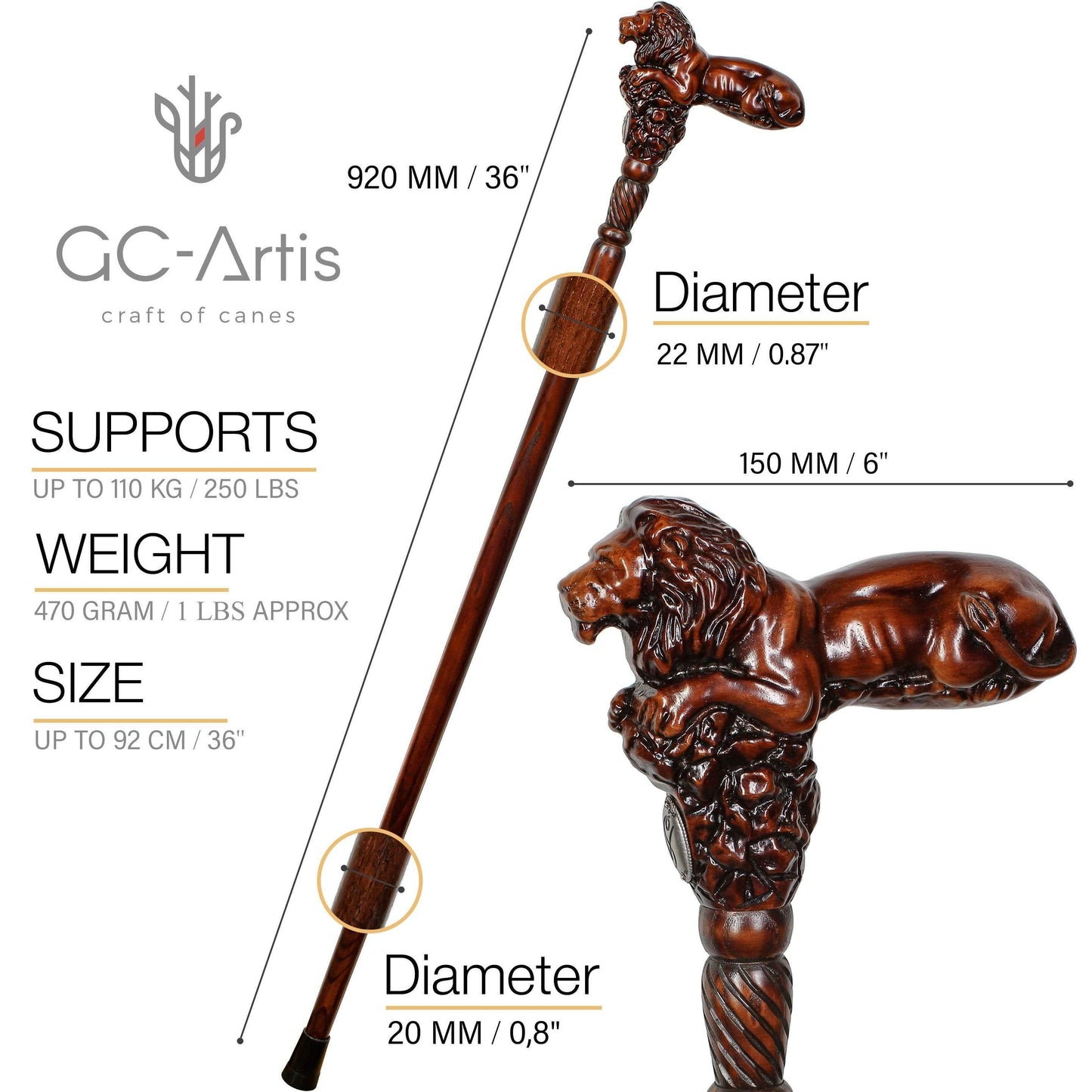 Lion King – Designer Wooden Walking Cane